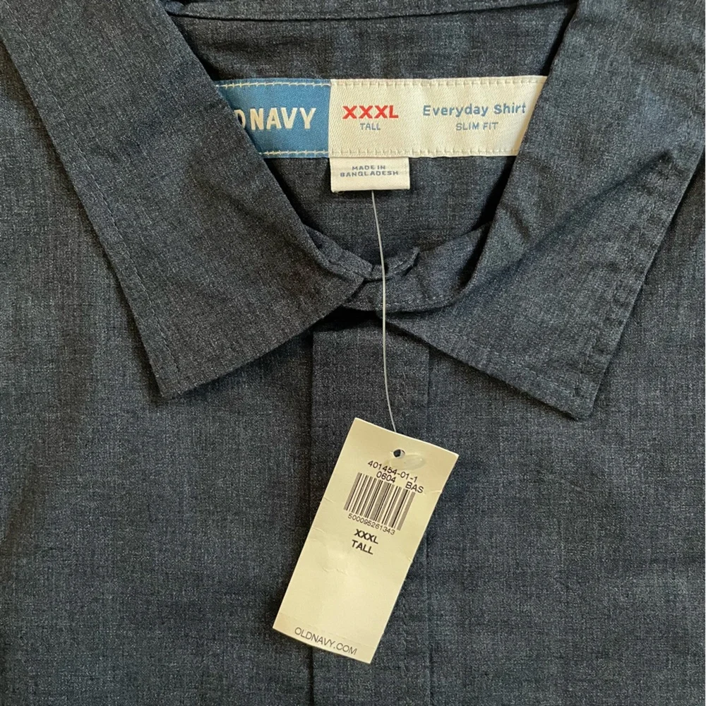 NWT Tall Thin Lightweight Navy Blue Button Down Shirt - Picture 5 of 7